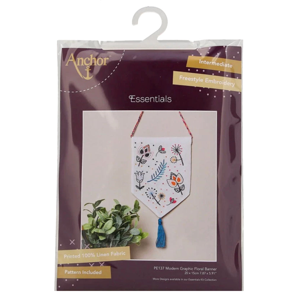 Anchor Duvar Dekoru Modern Graphic Floral Banner Nakış Kiti - PE137